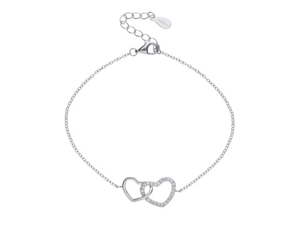 1266 stribrny naramek srdicka delka naramku 16 3 cm