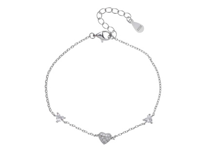 Stříbrný náramek SRDÍČKA (Délka náramku 16+3 cm)