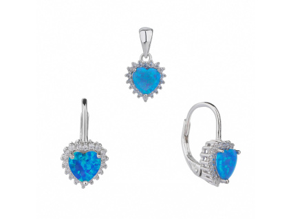 1350 1350 04536 stribrna souprava srdicko srdce kamen modry opal zirkon sperky bealio