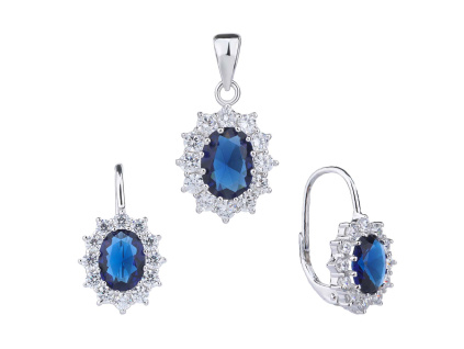 1368 4 1368 4 09275 stribrna souprava kralovska safir klasicky patent ciry kamen modry a bily zirkon sperky bealio