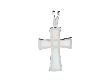 1491 1491 1491 stribrny privesek kriz bily opal