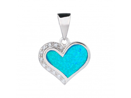 1497 stribrny privesek srdce modry opal