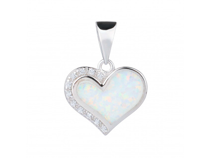 1500 stribrny privesek srdce bily opal