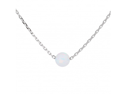 07553 stříbrný náhrdelník kulička bílý opál minimalismus šperky BEALIO