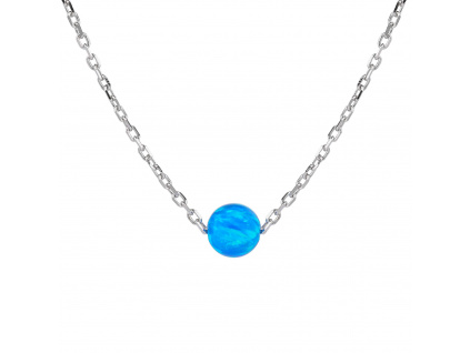 07554 stříbrný náhrdelník kulička modrý opál minimalismus šperky BEALIO