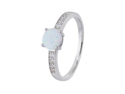1509 stribrny prsten soliter bily opal velikost prstenu 61