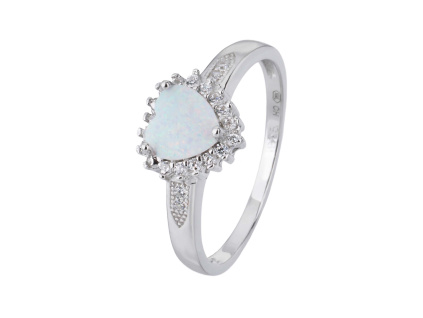 1512 stribrny prsten srdicko bily opal velikost prstenu 64