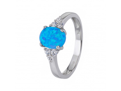 Stříbrný prsten ELEGANTNÍ modrý OPÁL (Velikost prstenu 65)