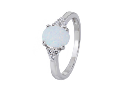 1527 stribrny prsten elegantni bily opal velikost prstenu 65