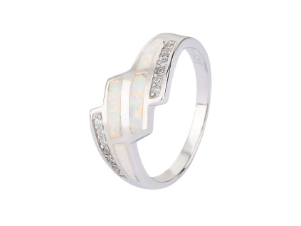 Stříbrný prsten KASKÁDA bílý OPÁL (Velikost prstenu 66)