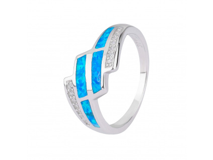 Stříbrný prsten KASKÁDA modrý OPÁL (Velikost prstenu 64)