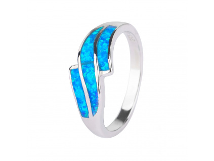Stříbrný prsten VLNKY modrý OPÁL