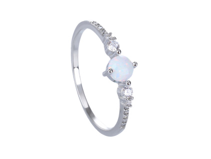 1551 stribrny prsten soliter bily opal velikost prstenu 58