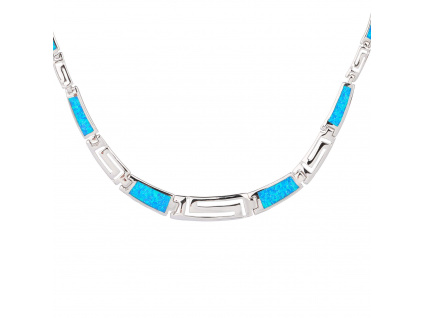 06171 stříbrný náhrdelník řecký modrý opál šperky BEALIO