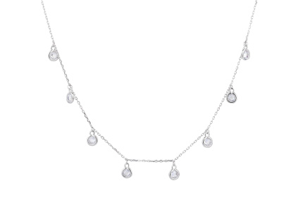 10483 stříbrný náhrdelník kolečka kámen čirý bílý zirkon šperky BEALIO