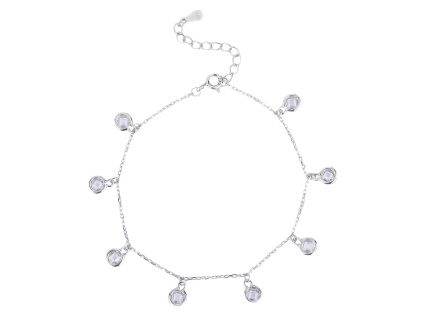 Stříbrný náramek PENÍZKY bílá (Délka náramku 17+3 cm)