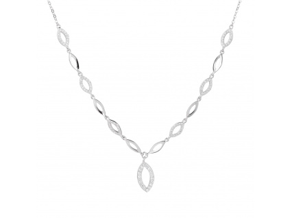 09288 stříbrný náhrdelník slzy kámen čirý bílý zirkon šperky BEALIO