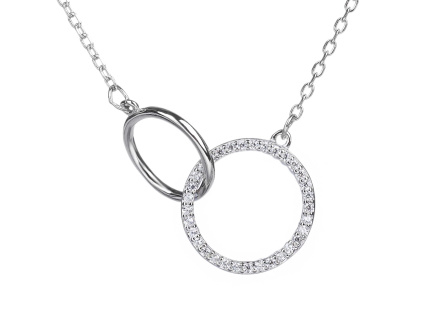 1602 stribrny nahrdelnik propojene krouzky delka retizku 40 5 cm