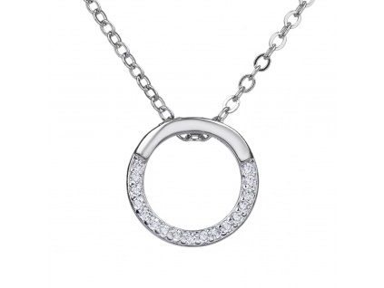 11064 stříbrný náhrdelník kroužek minimalismus kámen čirý bílý zirkon  šperky BEALIO