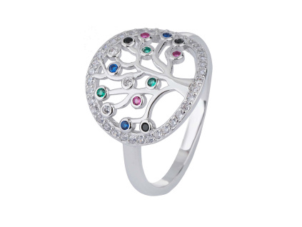 1647 stribrny prsten strom zivota barevny velikost prstenu 63