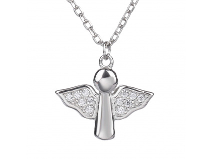 11080 stříbrný náhrdelník anděl minimalismus kámen čirý bílý zirkon šperky BEALIO