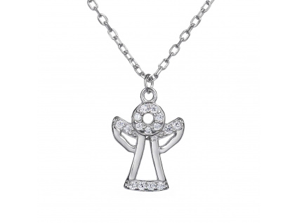 11079 stříbrný náhrdelník anděl kámen čirý bílý zirkon šperky BEALIO