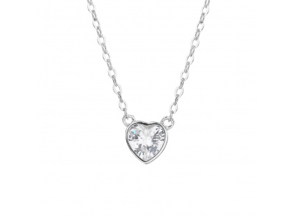 09504 stříbrný náhrdelník srdce bílý kámen zirkon minimalistický šperky BEALIO
