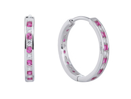 1947 1947 07846 stribrne nausnice krouzek kruhy ruzove rubin kamen zirkon minimalisticke sperky bealio