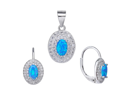 1956 1956 1956 1956 stribrna souprava zariva modry opal