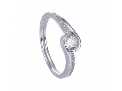 Stříbrný prsten SOLITÉR VLNKY (Velikost prstenu 60)
