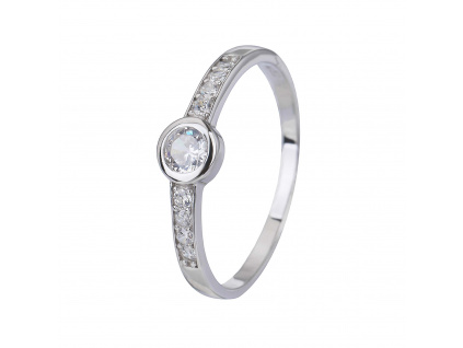 Stříbrný prsten NĚŽNÝ SOLITÉR (Velikost prstenu 59)