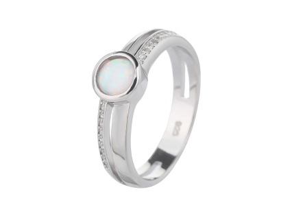2061 stribrny prsten soliter bily opal velikost prstenu 62