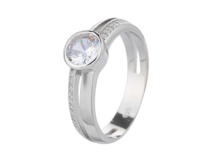 2214 stribrny prsten soliter bily velikost prstenu 62