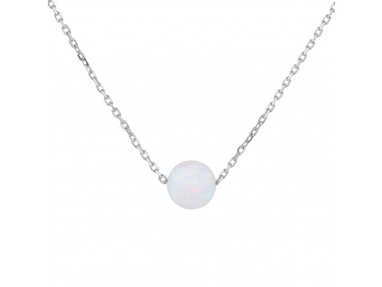 09066 stříbrný náhrdelník kulička bílý opál šperky BEALIO