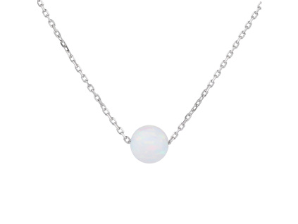 Stříbrný náhrdelník KULIČKA 7 mm bílý OPÁL (Délka řetízku 40+5 cm)
