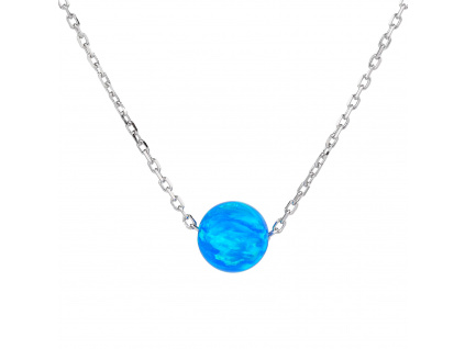 09067 stříbrný náhrdelník kulička modrý opál šperky BEALIO