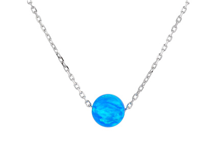 2247 stribrny nahrdelnik kulicka 7 mm modry opal delka retizku 40 5 cm