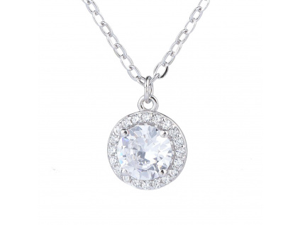 11136 stříbrný náhrdelník kolečko kámen čirý bílý zirkon šperky BEALIO
