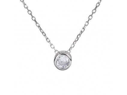 11074 stříbrný náhrdelník kolečko minimalismus kámen čirý bílý zirkon šperky BEALIO