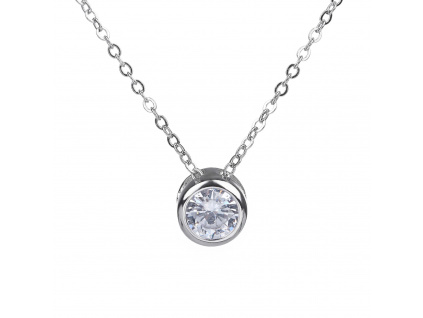 11058 stříbrný náhrdelník kroužek minimalismus kámen čirý bílý zirkon šperky BEALIO