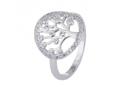 Stříbrný prsten STROM ŽIVOTA bílý (Velikost prstenu 60)