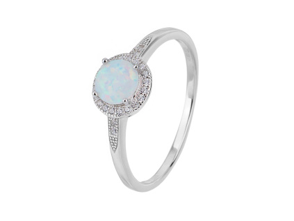 2412 stribrny prsten soliter bily opal velikost prstenu 63