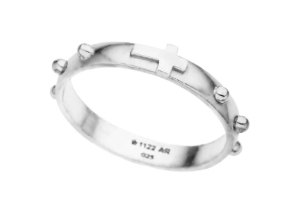 2571 stribrny modlitebni prsten desatek ruzenec velikost prstenu 68