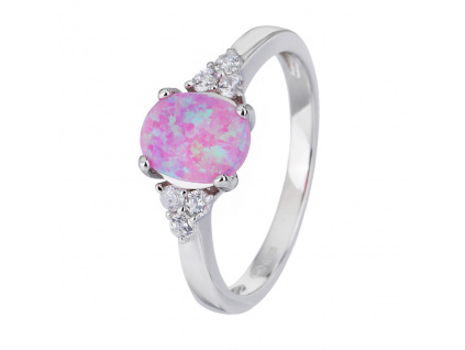 Stříbrný prsten ELEGANTNÍ růžový OPÁL (Velikost prstenu 61)