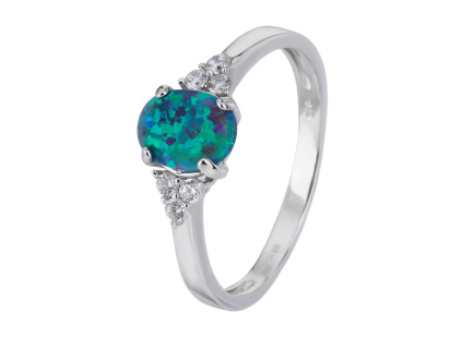 2598 stribrny prsten elegantni zeleny opal velikost prstenu 63