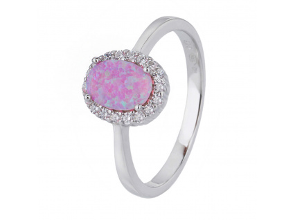 Stříbrný prsten KRÁLOVSKÝ růžový OPÁL (Velikost prstenu 63)