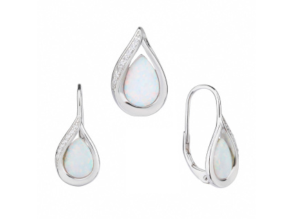 2676 stribrna souprava slza bily opal