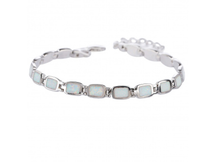 06160 stříbrný náramek kámen bílý opál šperky BEALIO