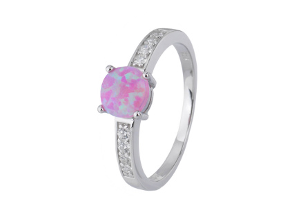 2736 stribrny prsten soliter ruzovy opal velikost prstenu 59