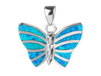 2757 stribrny privesek motyl modry opal